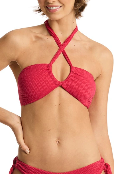 Sea Level Nouveau Halter Bikini Top In Raspberry