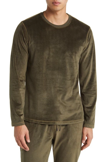 Daniel Buchler Chainlink Velour Long Sleeve Pyjama T-shirt In Army