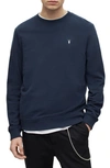 Allsaints Raven Slim Fit Crewneck Sweatshirt In Sea Dive Blue