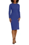 Maggy London Gathered Empire Waist Long Sleeve Dress In Sodalite Blue