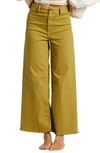 Billabong Free Fall Stretch Cotton Crop Wide Leg Pants In Kiwi