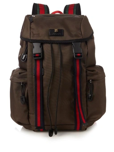 Gucci Techno Canvas Backpack In Green