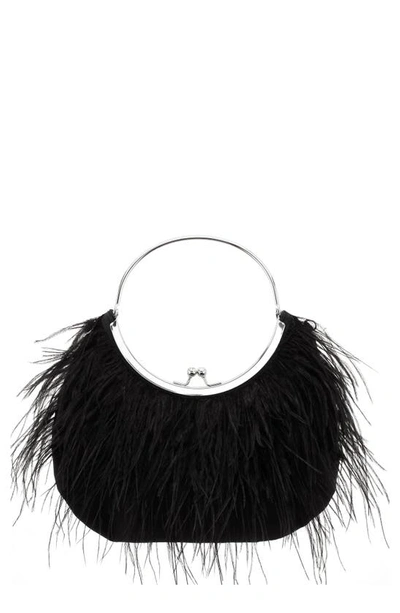 Nina Splash Feather Handbag In Black