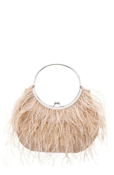 Nina Splash Feather Handbag In Pearl Rose