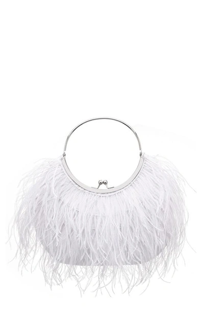 Nina Splash Feather Handbag In White