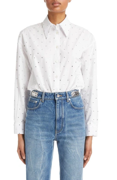 Rabanne Stud Detail Cotton Button-up Shirt In Optical White