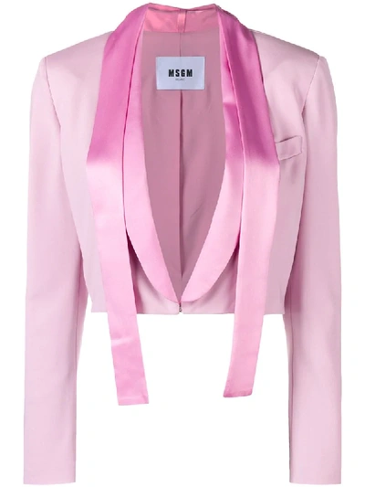 Msgm Cropped Longsleeved Jacket  In Pink