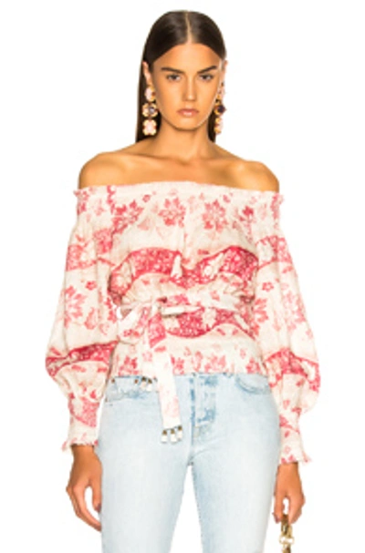 Zimmermann Bayou Top In Red Floral