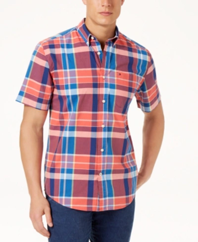 Tommy Hilfiger Men's Payne Plaid Shirt, Created For Macy's In Cayenne