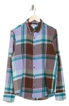 Abound Cotton Plaid Button Front Shirt In Brown- Multi Hiking Plaid