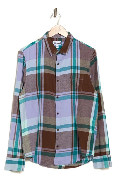 Abound Cotton Plaid Button Front Shirt In Brown- Multi Hiking Plaid