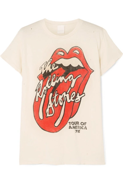 Madeworn Rolling Stones Distressed Printed Cotton-jersey T-shirt In White