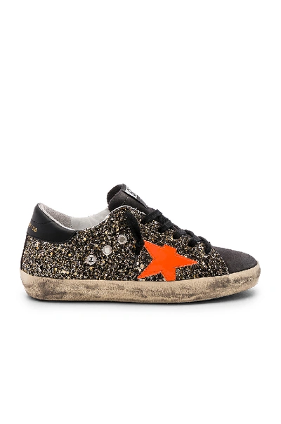 Golden Goose "superstar" Glittered Leather Sneakers In Metallic Gold