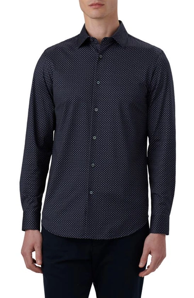 Bugatchi James Ooohcotton® Geometric Print Button-up Shirt In Midnight