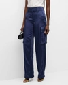 A.l.c Bryan Satin Cargo Pants In Blue