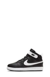 Nike Kids' Court Borough Mid 2 Basketball Shoe In Black/ White