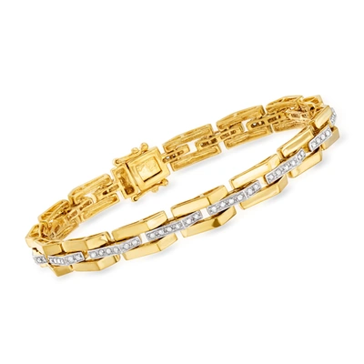 Ross-simons Diamond Link Bar-center Bracelet In 18kt Gold Over Sterling In Multi