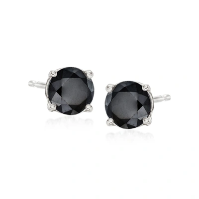 Ross-simons Black Diamond Stud Earrings In 14kt White Gold