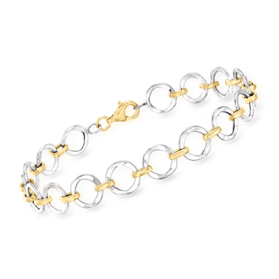 Ross-simons 14kt 2-tone Gold Circle Link Bracelet In Multi