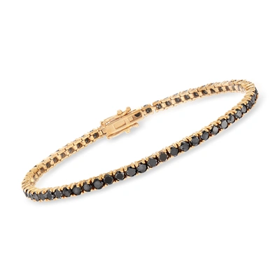 Ross-simons Black Diamond Tennis Bracelet In 14kt Yellow Gold In Multi