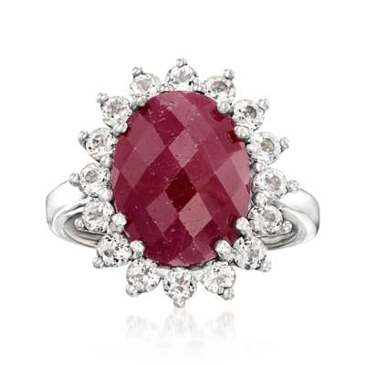 Ross-simons Ruby And White Topaz Ring In Sterling Silver In Red