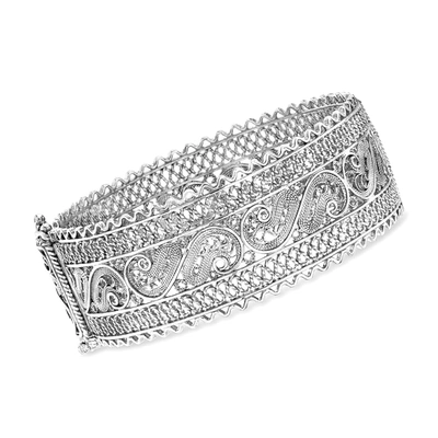 Ross-simons Sterling Silver Filigree Bangle Bracelet In Multi