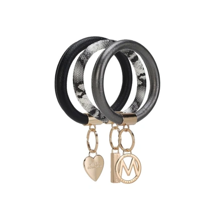 Mkf Collection By Mia K Jasmine Vegan Leather Women's Wristlet Keychain Set - 3 Pieces In Black