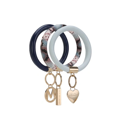 Mkf Collection By Mia K Jasmine Vegan Leather Women's Wristlet Keychain Set - 3 Pieces In Blue
