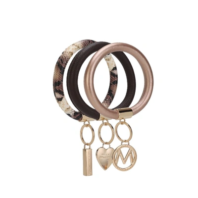 Mkf Collection By Mia K Jasmine Vegan Leather Women's Wristlet Keychain Set - 3 Pieces In Brown