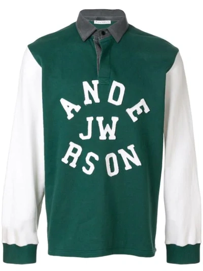 Jw Anderson Rugby Long Sleeve Polo In Green