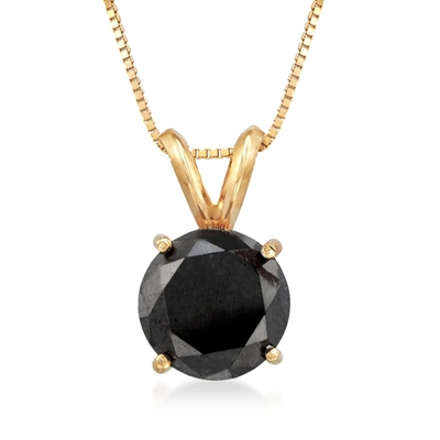 Ross-simons Black Diamond Solitaire Necklace In 14kt Yellow Gold In Multi
