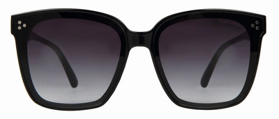 Suzy Levian Women's Black Oversize Square Lens Silver Accent Sunglasses