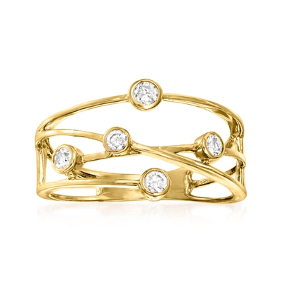 Ross-simons Bezel-set Diamond Crisscross Ring In 14kt Yellow Gold In White