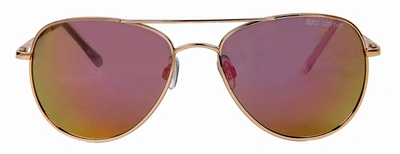 Suzy Levian Women's Pink Reflector Mirrored Aviator Gold Frame Sunglasses