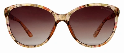 Suzy Levian Women's Pink Floral Gold Trellis Accent Sunglasses