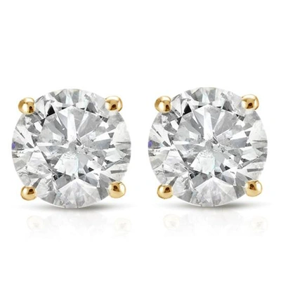 Pompeii3 1/2ct Round Diamond Studs Earrings In 14k White Or Yellow Gold Basket Setting