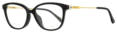 Jimmy Choo Women's Rectangular Eyeglasses Jc325f 807 Black/gold 53mm In Multi