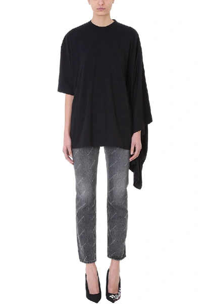 Balenciaga Kimono Mono Shoulder T-shirt In Black | ModeSens