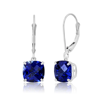 Max + Stone 14k Solid White Gold Gemstone Dangle Leverback Earrings (8mm) In Multi