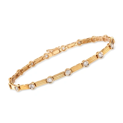 Ross-simons Bezel-set Diamond Linear Station Bracelet In 14kt Yellow Gold In Multi