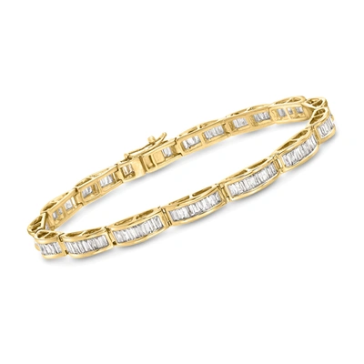 Ross-simons Baguette Diamond Bracelet In 14kt Yellow Gold In Multi