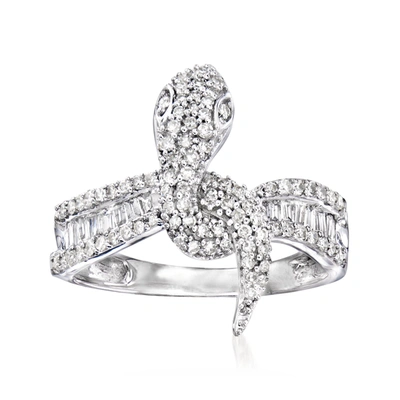 Ross-simons Diamond Snake Ring In 14kt White Gold