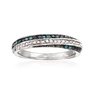 Ross-simons Blue And White Diamond Ring In Sterling Silver