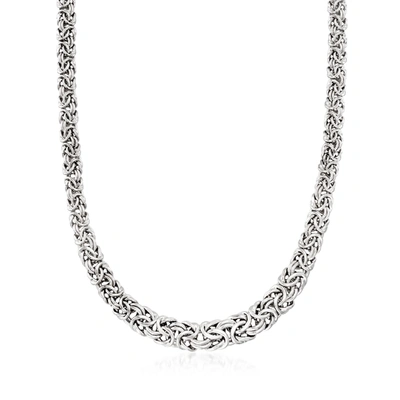 Ross-simons Italian Sterling Silver Graduated Byzantine Necklace In Multi