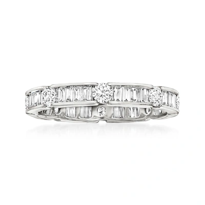 Ross-simons Round And Baguette Diamond Eternity Band In 14kt White Gold