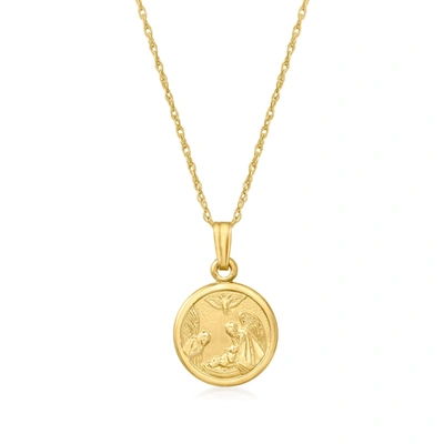 Ross-simons Child's 14kt Yellow Gold Guardian Angel Pendant Necklace In Multi