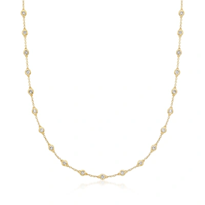 Ross-simons Bezel-set Diamond Station Necklace In 14kt Yellow Gold In Multi