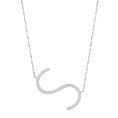 Max + Stone 10k Solid White Gold Large Sideways Block Letter Initial With Extendable Cable Chain, 16 To 18 Inche In Multi