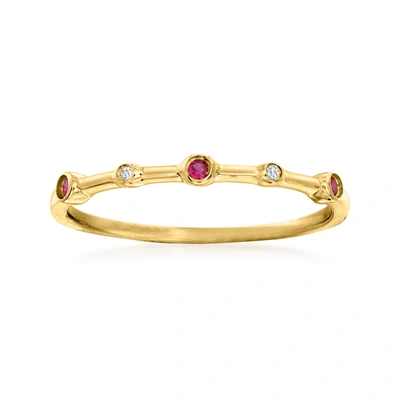Rs Pure Ross-simons Ruby- And Diamond-accented Ring In 14kt Yellow Gold In Red