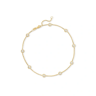 Ross-simons Diamond Station Anklet In 14kt Yellow Gold In Multi